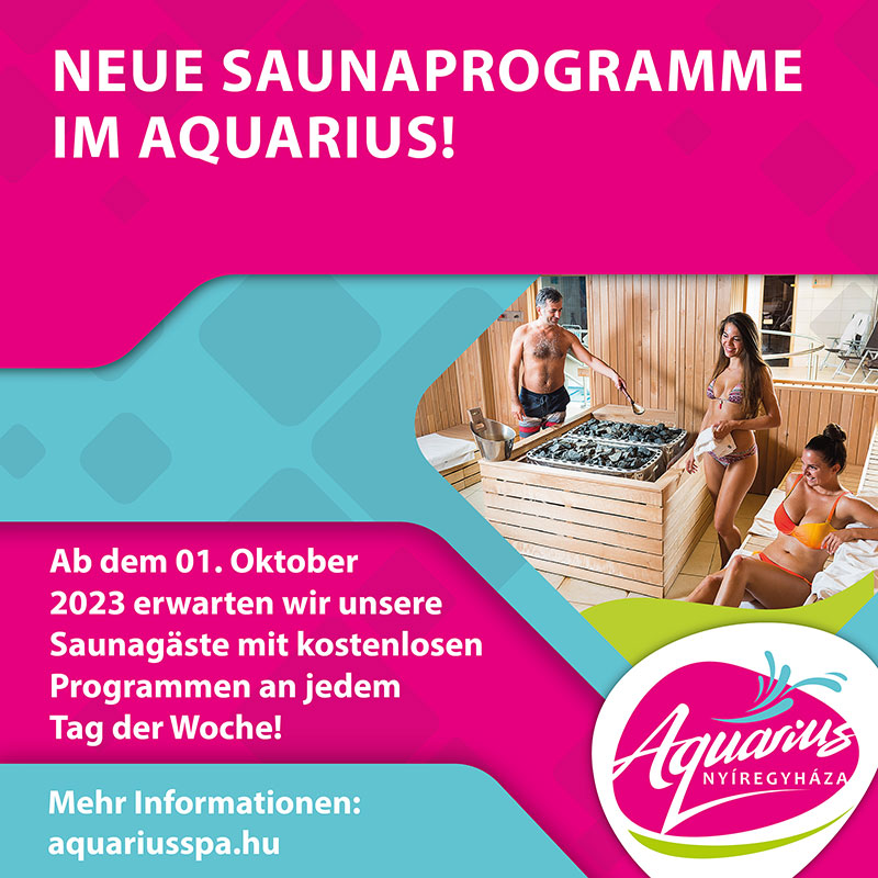 Jeden Tag der Woche kostenlose Saunaprogramme im Aquarius!