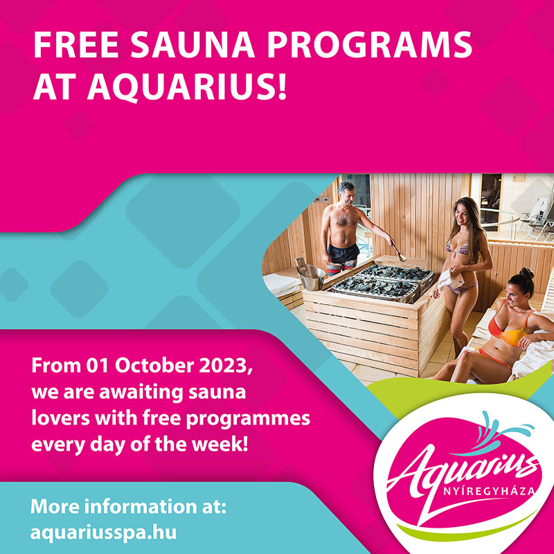 Free sauna programmes at Aquarius every day of the week!