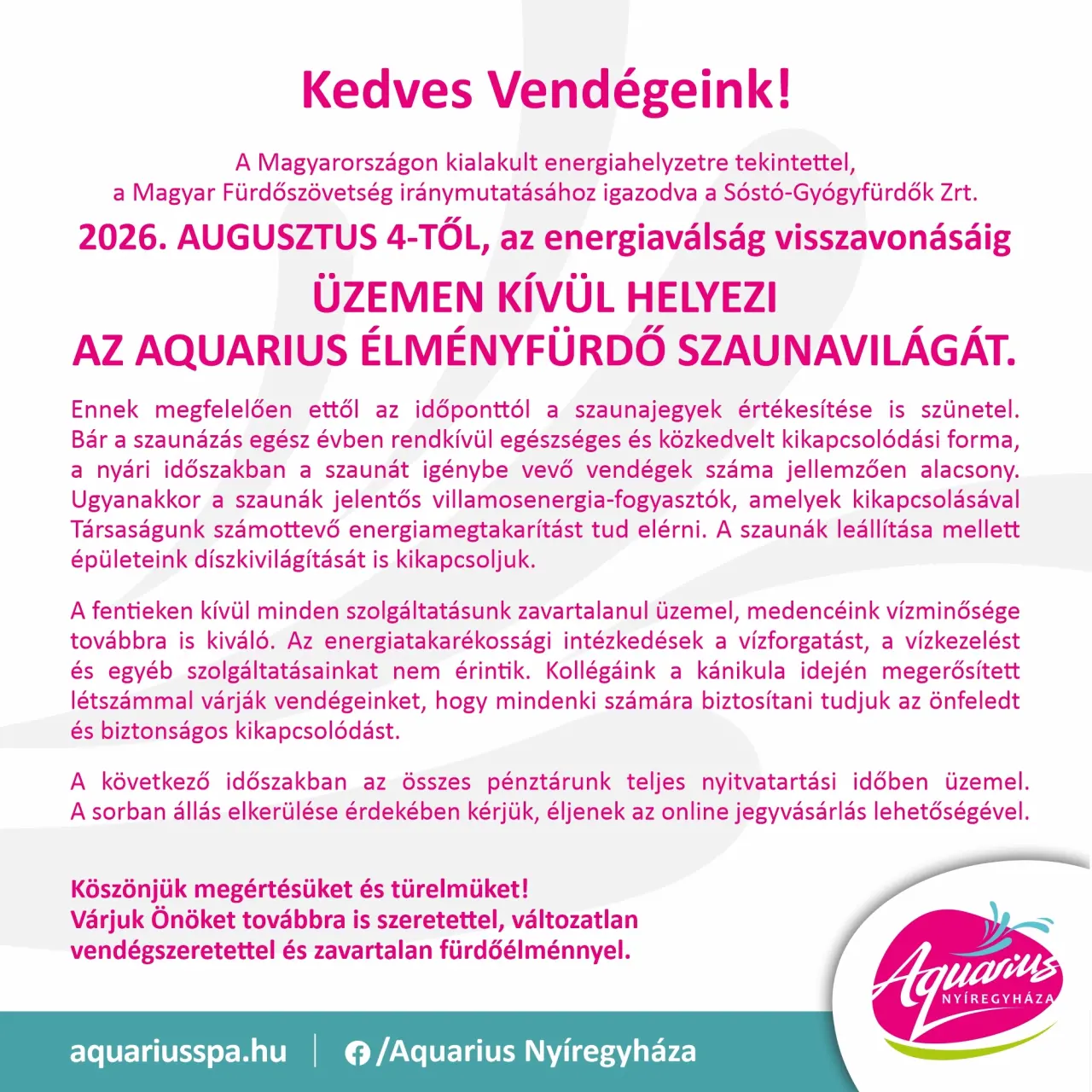 Szaunavilág zárvatartás
