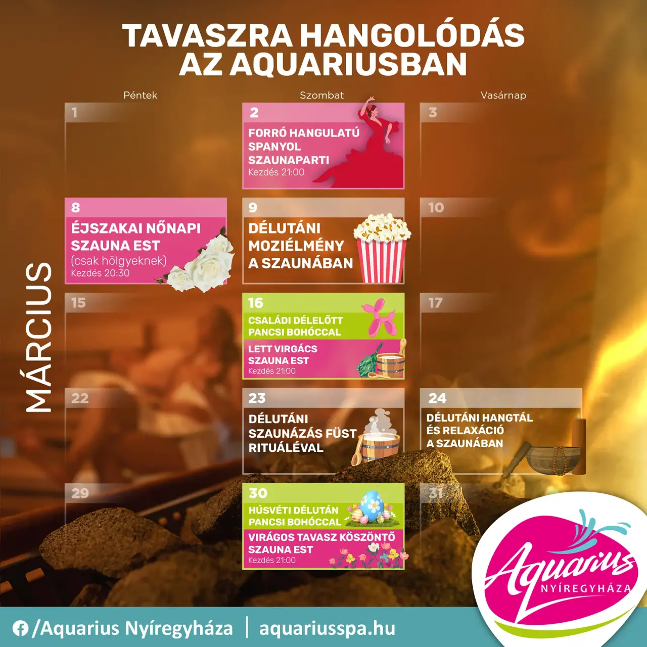 March Nighttime Sauna Evenings at Aquarius!