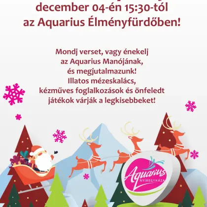 Santa Claus Party on December 4th from 3:30 PM at the Aquarius Adventure Bath!