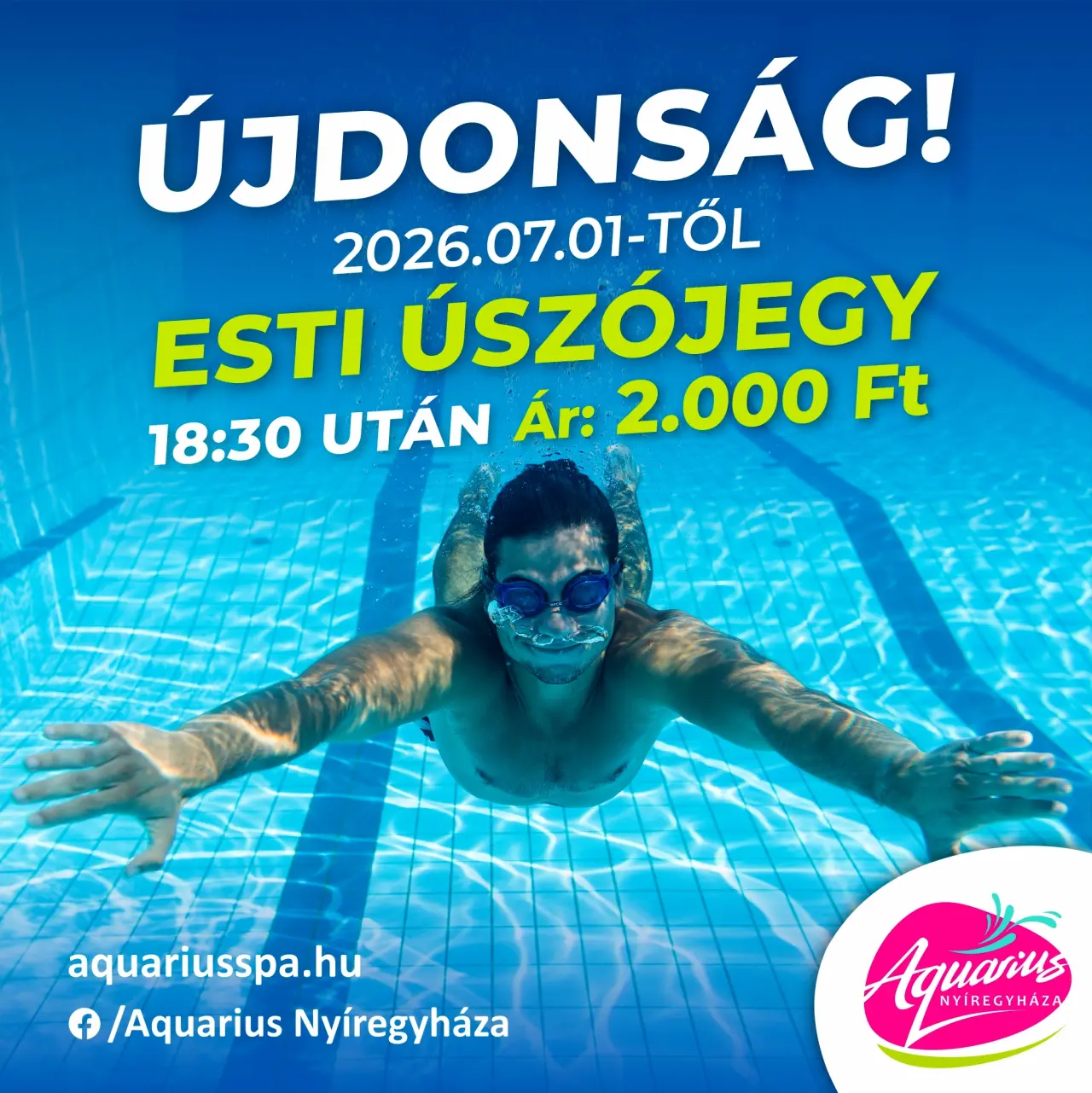 Újdonság! Esti úszójegy
