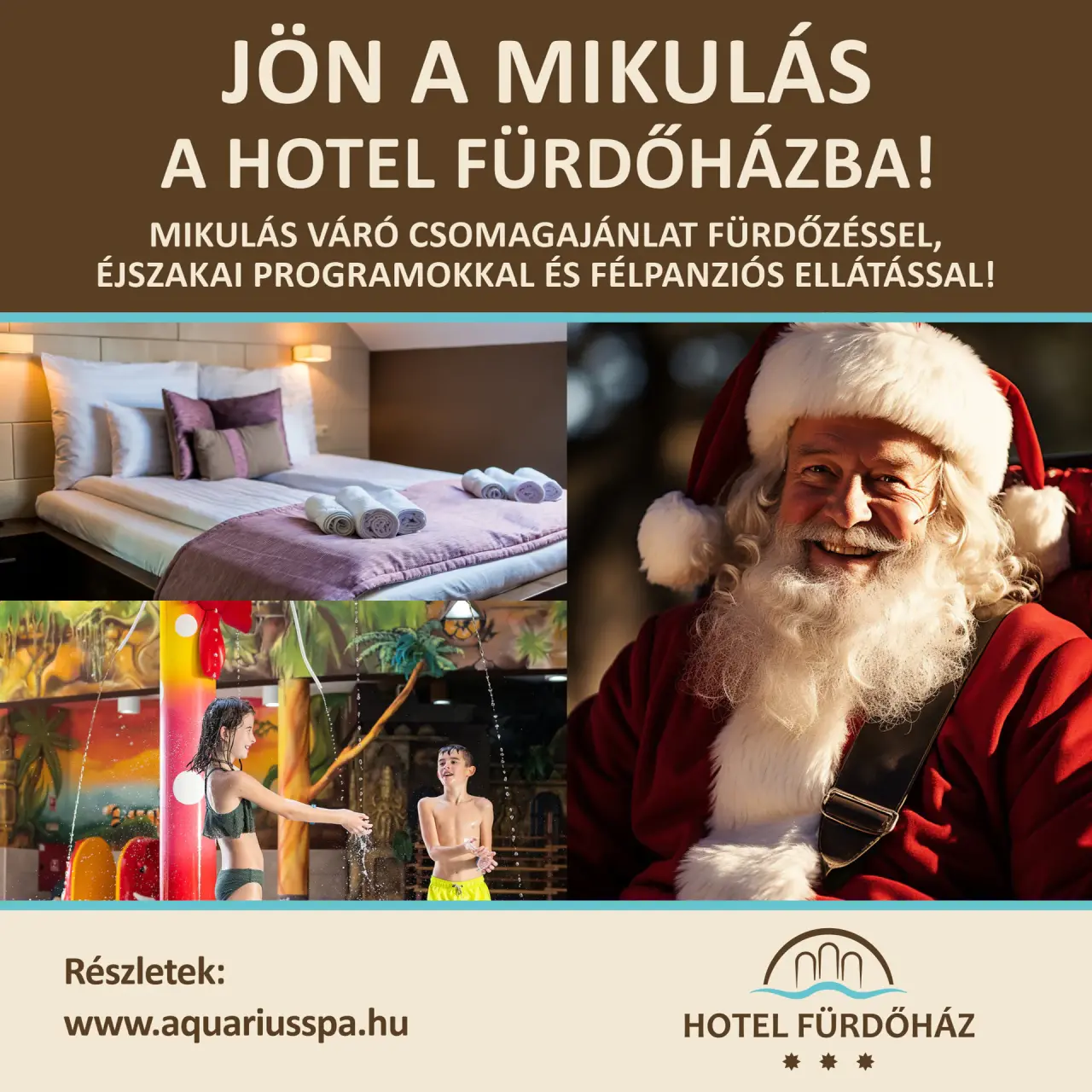 We are looking forward to welcoming Santa Claus together at the Sóstógyógyfürdő in Nyíregyháza, at the Hotel Fürdőház!